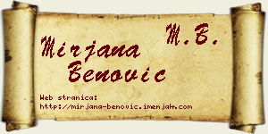 Mirjana Benović vizit kartica